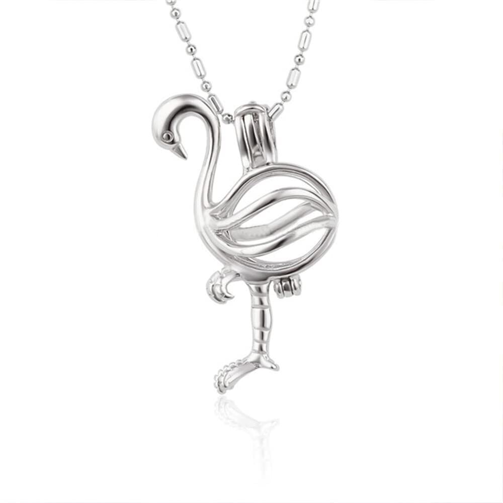 2317 5Pcs Silver Plated Ostrich Cage Pendants Crafting Charm for DIY